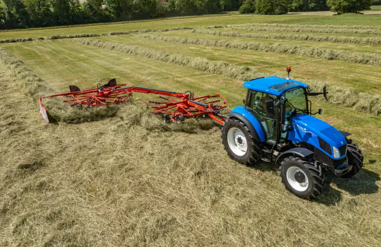 GA7932+ Twin Rotor Rake Working - Aerial Shot