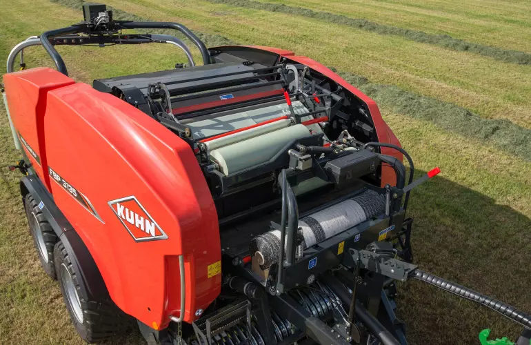Two regular 750mm stretch-film rolls binding a bale