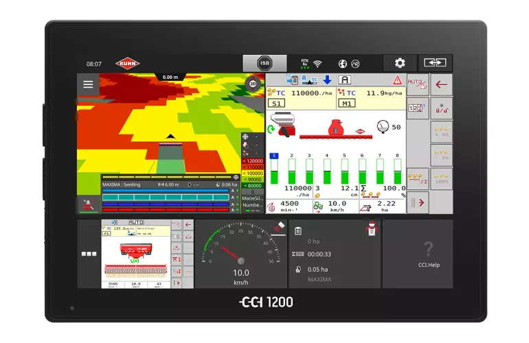 ISOBUS CCI 1200 terminal with MAXIMA precision seed drills
