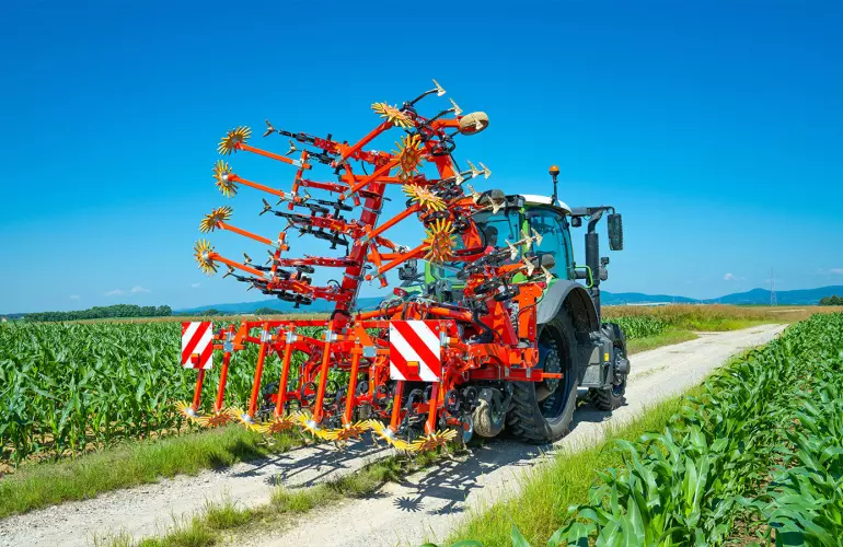 The ROWLINER row-crop cultivator at work in a field