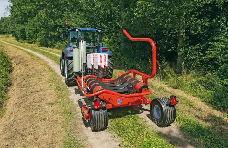 RW 1610 in transport position on the road.