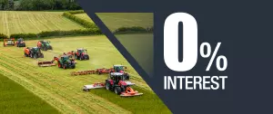 Grassland machinery in a green field from above