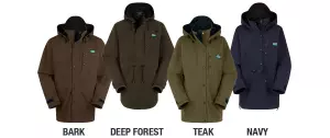 4 ridgeline coats labelled with the colours available