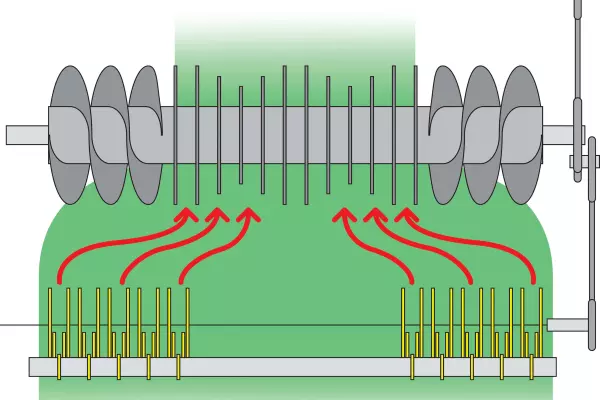 The short distance between rotor and pick-up tines maintains consistent crop flow.