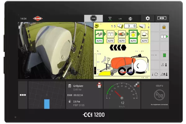 CCI 1200 terminal showing the advantages of live video during bale wrapping