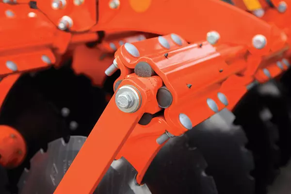Polyurethane blocks reduce maintenance on CD 1000 series disc cultivators
