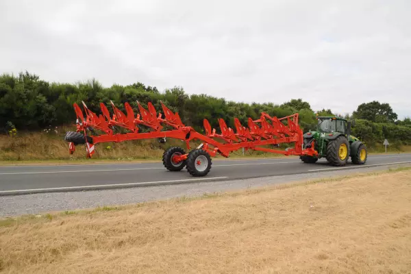 View of the semi-mounted plough in transport
