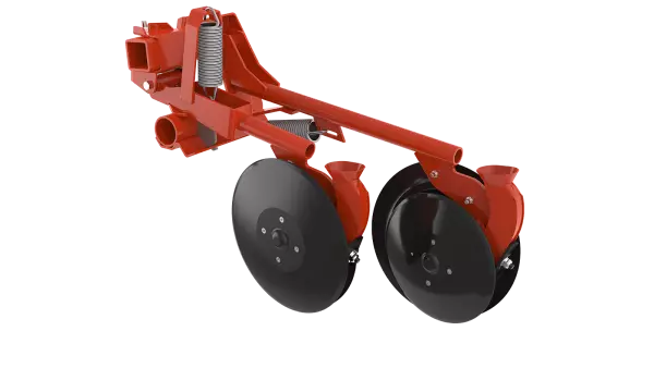 Double disc coulter bar of the SITERA 3020 mechanical seed drill for sowing in plant residues.