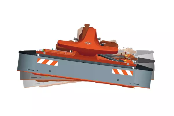 Thanks to the pendulum joint, the mower unit adapts to changing ground conditions