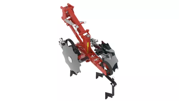3D view of a ROWLINER row-crop cultivator's notched disc