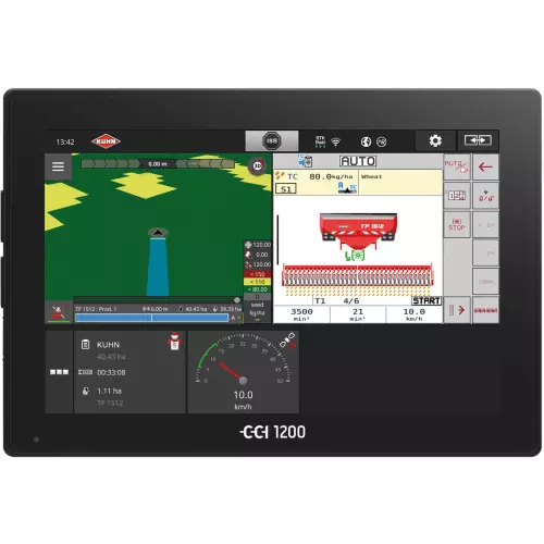 CCI 1200 terminal with ISOBUS BTF pneumatic seed bar and TF 1512 front hopper