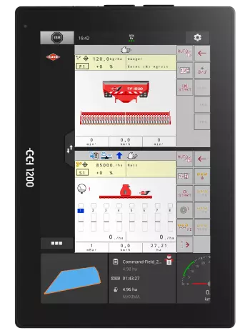 CCI 1200 terminal positioned vertically with the displayed data automatically repositioned 