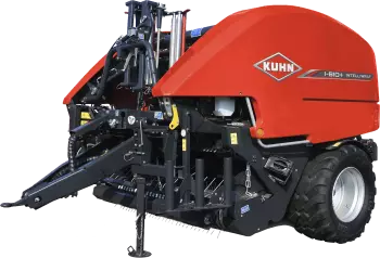 KUHN i-BIO+ round baler-wrapper combination silhouette