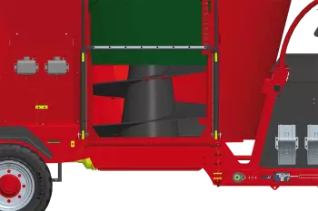 The KUHN PROFILE PLUS 1 DL mixer wagon guarantees fast, regular distribution even when delivering fibrous rations