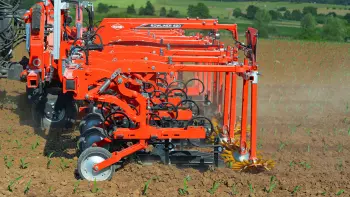The right side of the ROWLINER row-crop cultivator's parallelogram