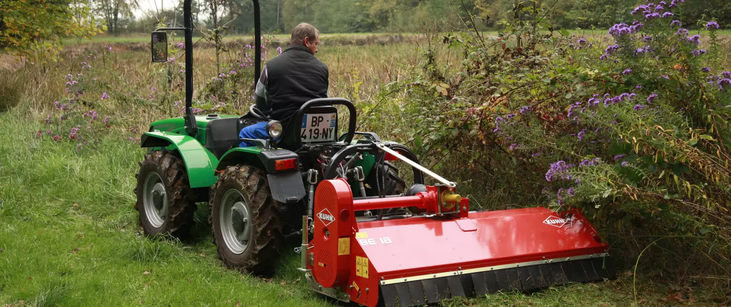 Landscape maintenance shredder BE 18 at work on green spaces