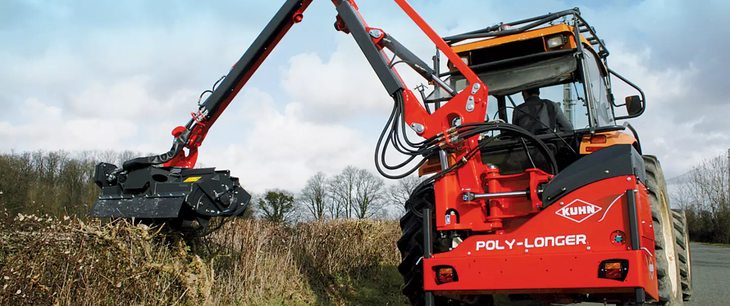 The best compromise between performance and cost with the KUHN POLY-LONGER 5557 PAL hedge and grass cutter