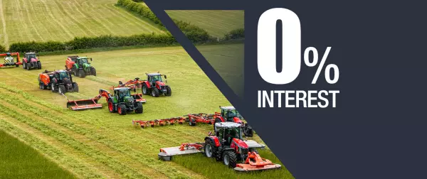 Grassland machinery in a green field from above